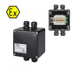 ATEX-Klemmenkasten IP66, 8 WDU-Durchgangsklemmen + 2 WPE-Schutzleiterklemmen, 4 mm²