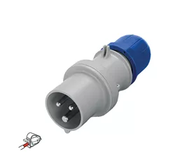 Straight CEE plug with spring clamp connection, 32 A, IP44|54