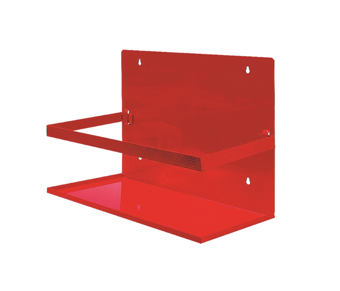 Metal rack red varn.